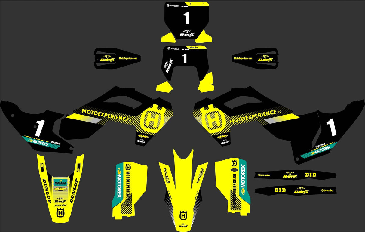 Stickers BLACK-YELLOW for HUSQVARNA 2024+ 2T/4T MX/ENDURO