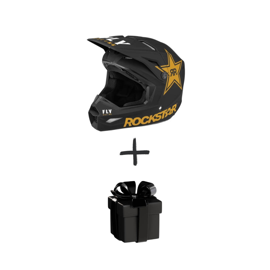 Helmet Off-road FLY RACING KINETIC ROCKSTAR ECE Matte Black/Gold