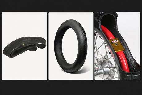 Heavy-duty inner tube, mousse insert and Tubliss system installed in a cutaway enduro wheel