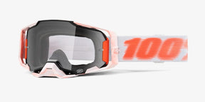 100% Armega Tubular Goggles - Clear Lens - White/Orange